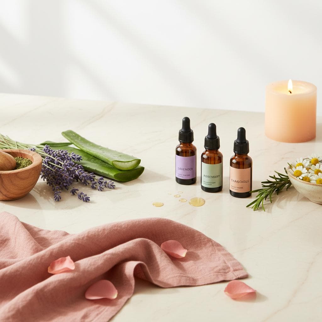 Ingrédients naturels et huiles essentielles pour soins beauté - VM Esthétique